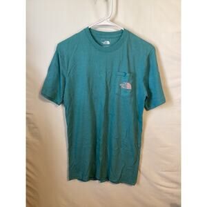 1647 The North Face Women's Short-Sleeve Box Logo Tee Teal Size Extra Small